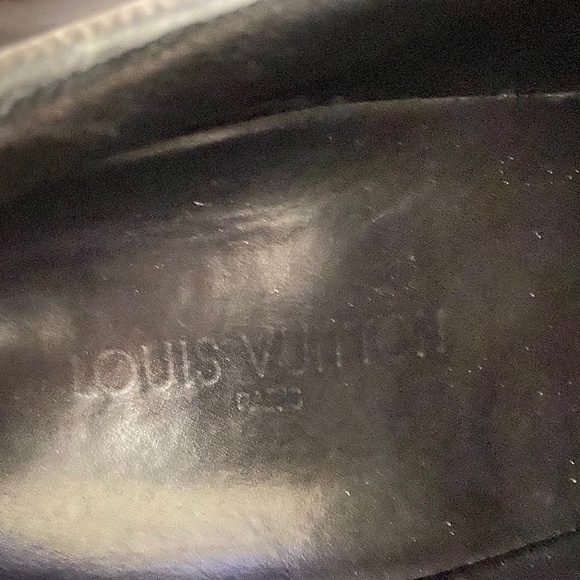 LOUIS VUITTON BLACK LEATHER FASHION RUBBER SHOES SIZE 37-7 ITALY LACED - Picture 7 of 8